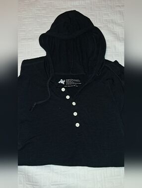 Woolly Clothing Co,  Long Sleeve Hooded T-shirt, Womens Large,  Black